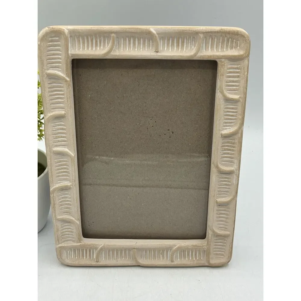 Textured Ceramic Tabletop Picture Frame, Southwest Santa Fe-Style Tan